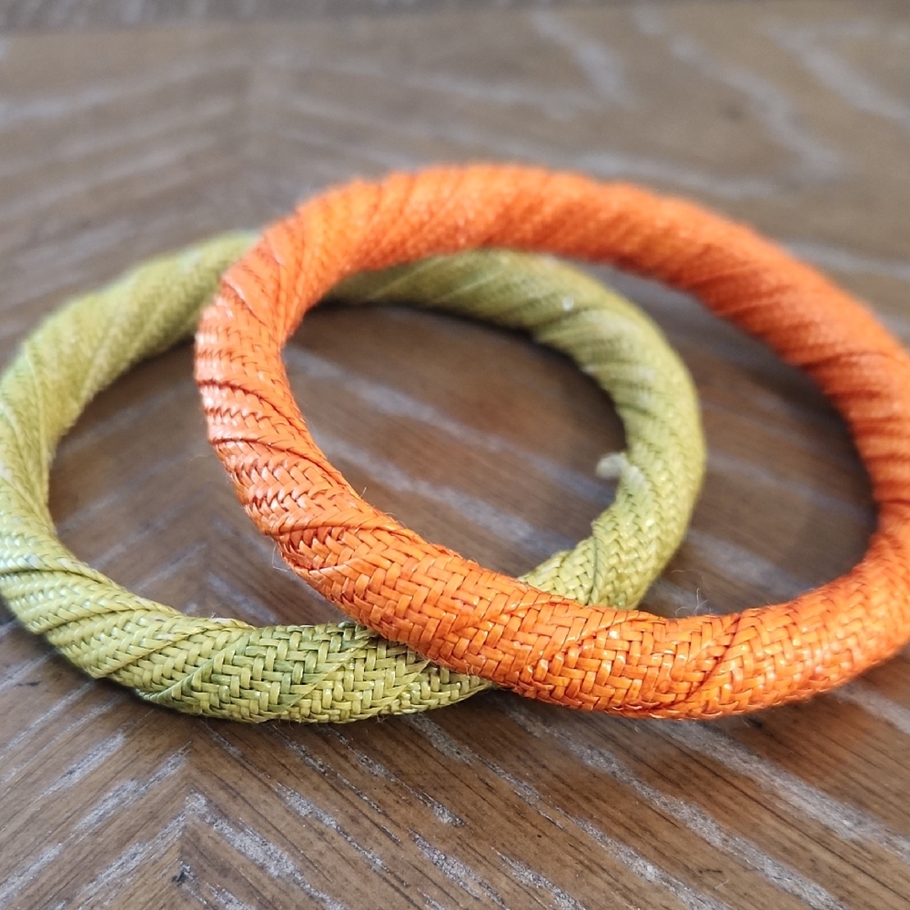 Orange and Green Woven Bracelets